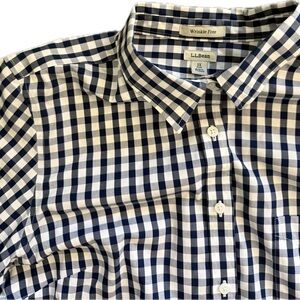 L.L. Bean Navy and White Plaid Shirt